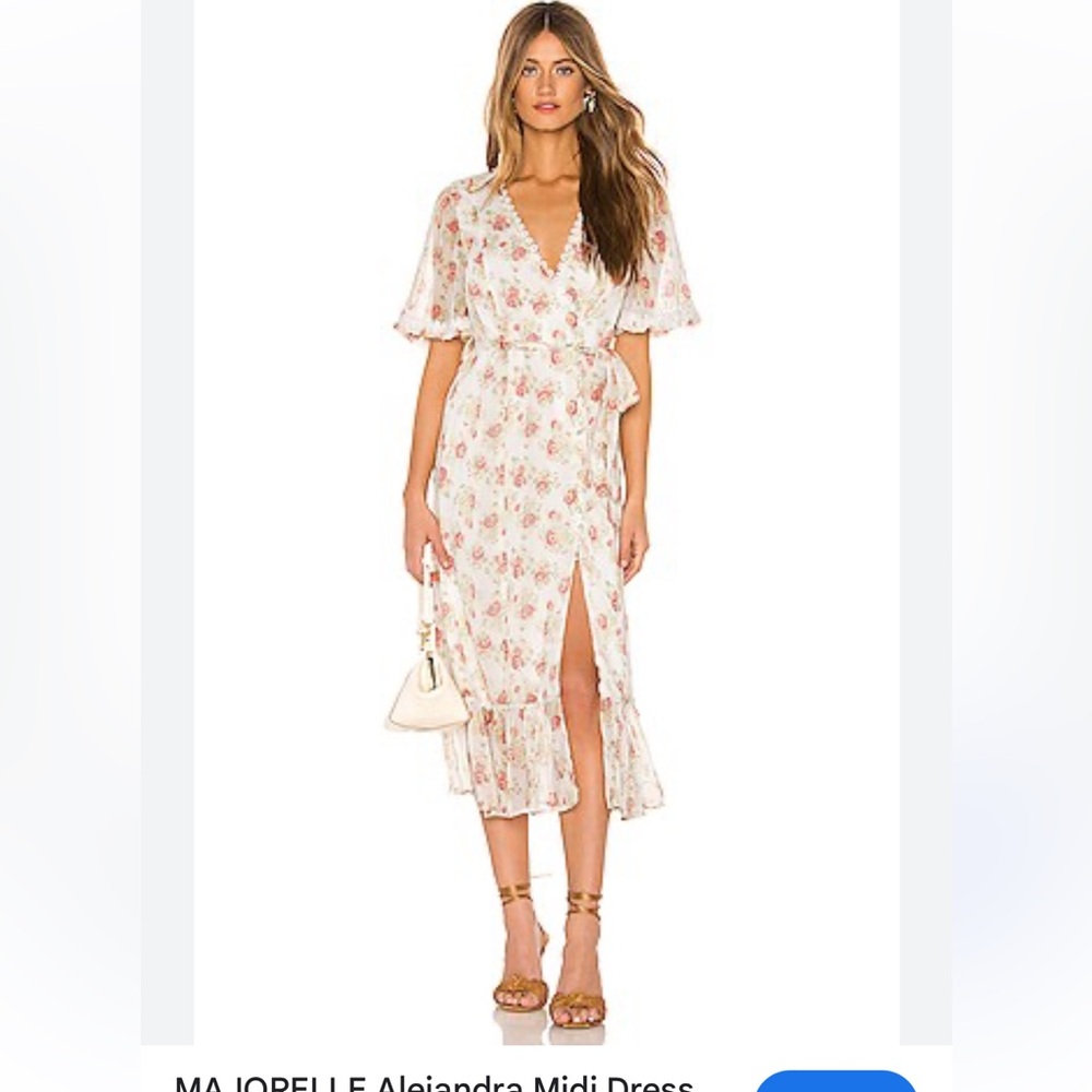 MAJORELLE Alejandra Midi Dress in White Floral